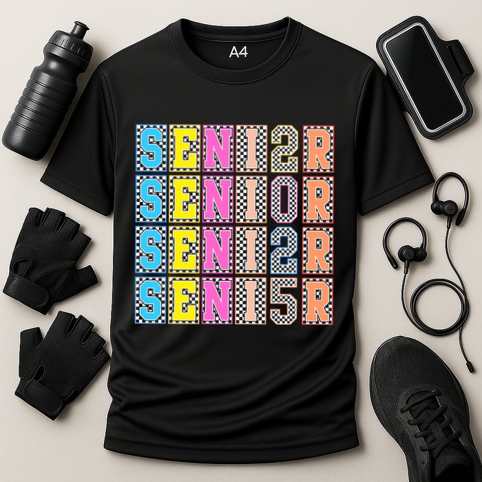 Senior 2025 Retro Checkered Cooling Performance Crew T-Shirt