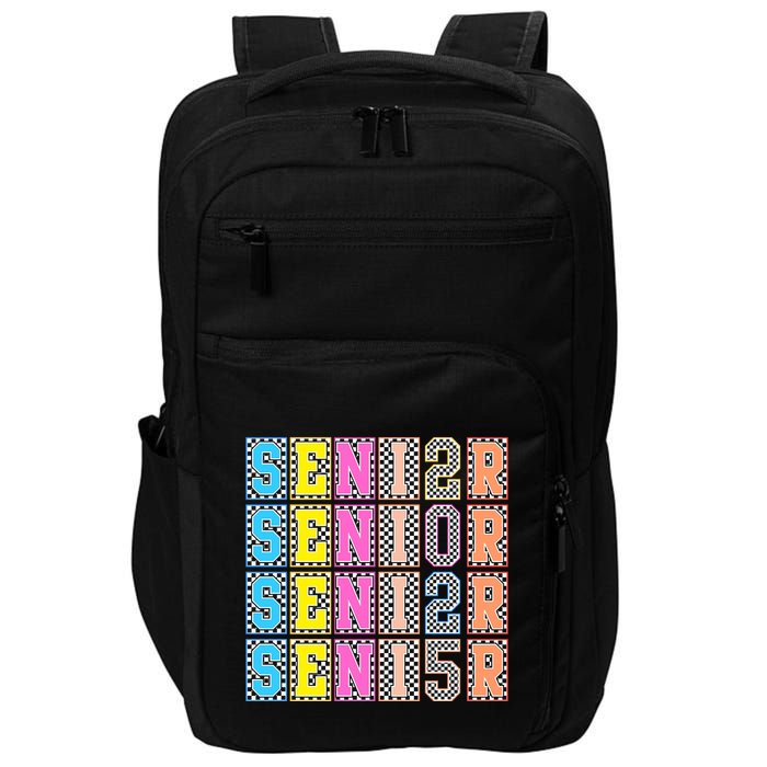 Senior 2025 Retro Checkered Impact Tech Backpack