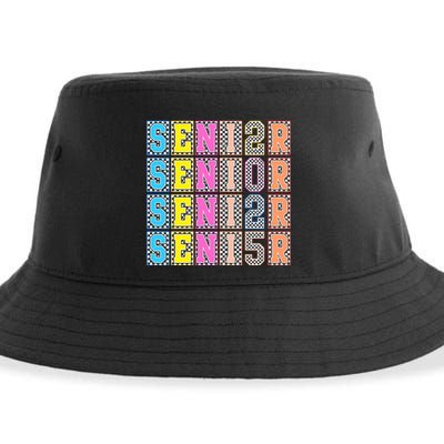 Senior 2025 Retro Checkered Sustainable Bucket Hat