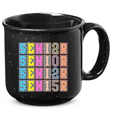Senior 2025 Retro Checkered 15oz Campfire Ceramic Mug
