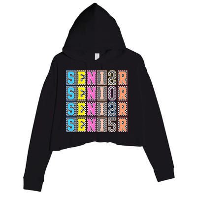 Senior 2025 Retro Checkered Crop Fleece Hoodie