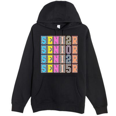 Senior 2025 Retro Checkered Premium Pullover Hoodie