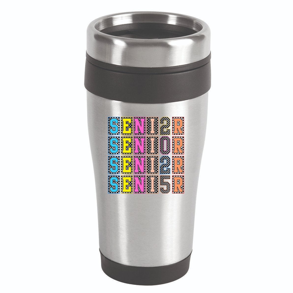 Senior 2025 Retro Checkered 16oz Travel Tumbler
