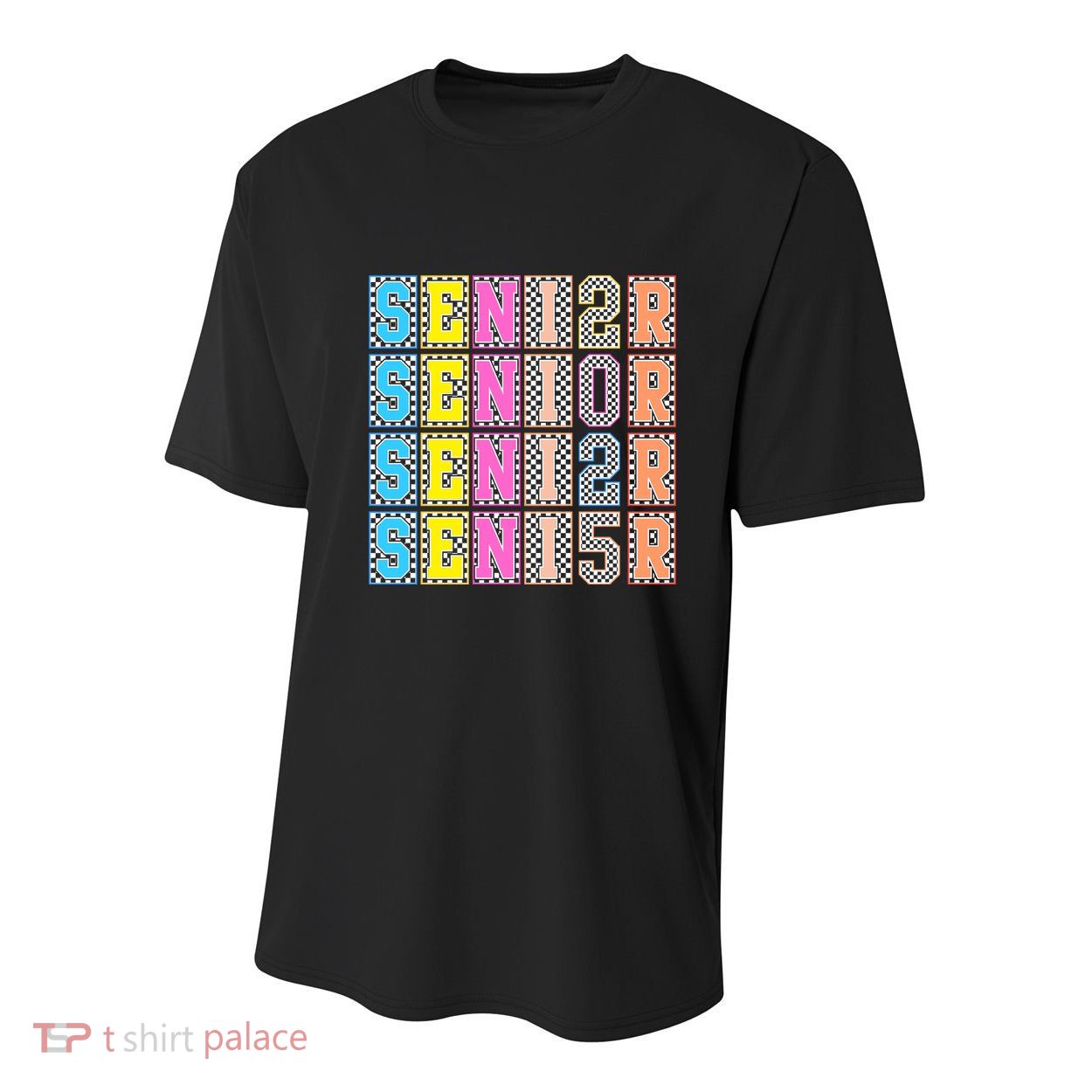 Senior 2025 Retro Checkered Youth Performance Sprint T-Shirt
