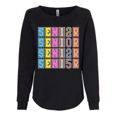 Senior 2025 Retro Checkered Womens California Wash Sweatshirt