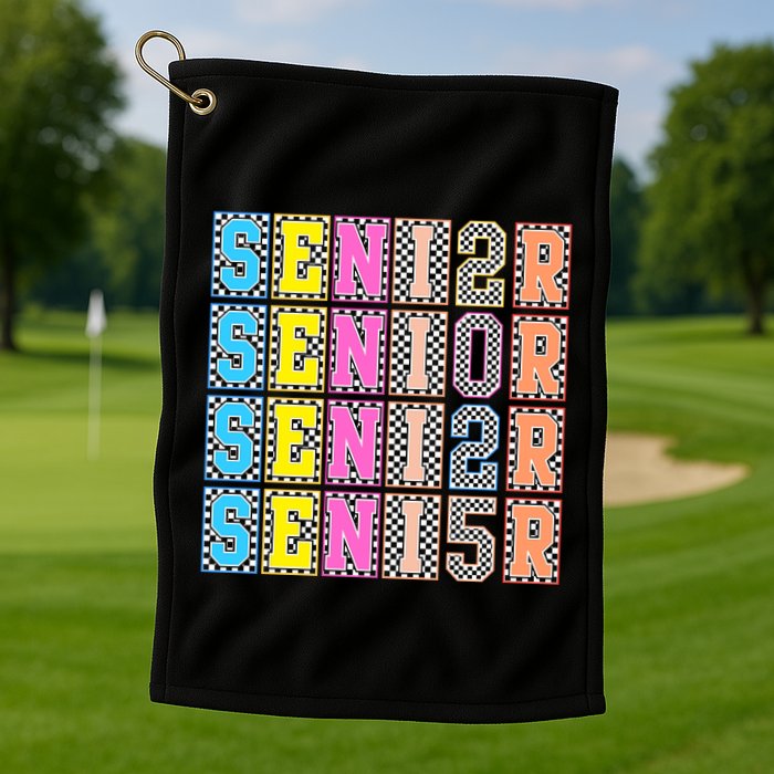 Senior 2025 Retro Checkered Golf Towel