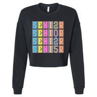 Senior 2025 Retro Checkered Cropped Pullover Crew