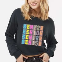 Senior 2025 Retro Checkered Cropped Pullover Crew