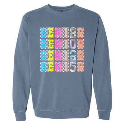 Senior 2025 Retro Checkered Garment-Dyed Sweatshirt