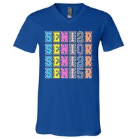 Senior 2025 Retro Checkered V-Neck T-Shirt