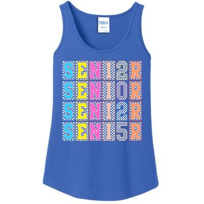 Senior 2025 Retro Checkered Ladies Essential Tank