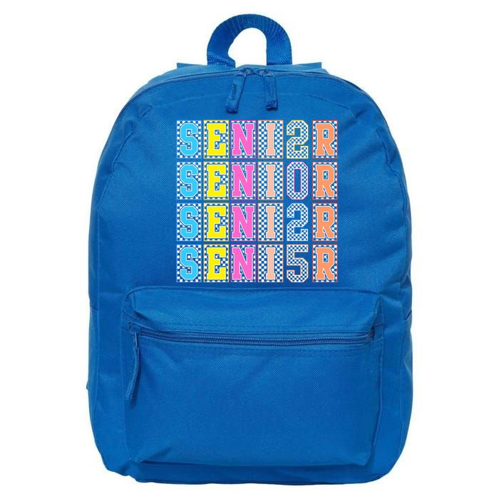 Senior 2025 Retro Checkered 16 in Basic Backpack