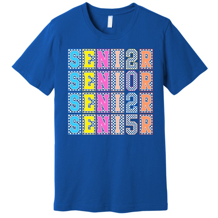 Senior 2025 Retro Checkered Premium T-Shirt