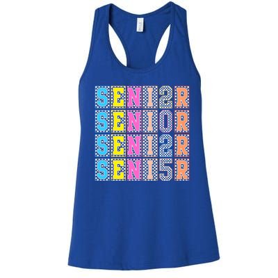 Senior 2025 Retro Checkered Women's Racerback Tank