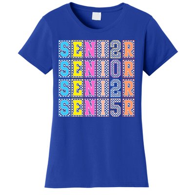 Senior 2025 Retro Checkered Women's T-Shirt