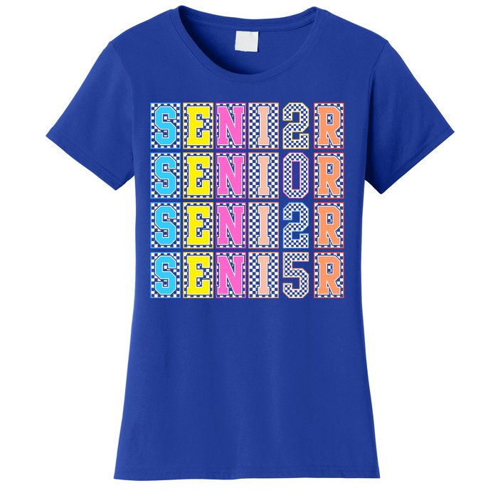 Senior 2025 Retro Checkered Women's T-Shirt