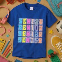 Senior 2025 Retro Checkered Kids T-Shirt