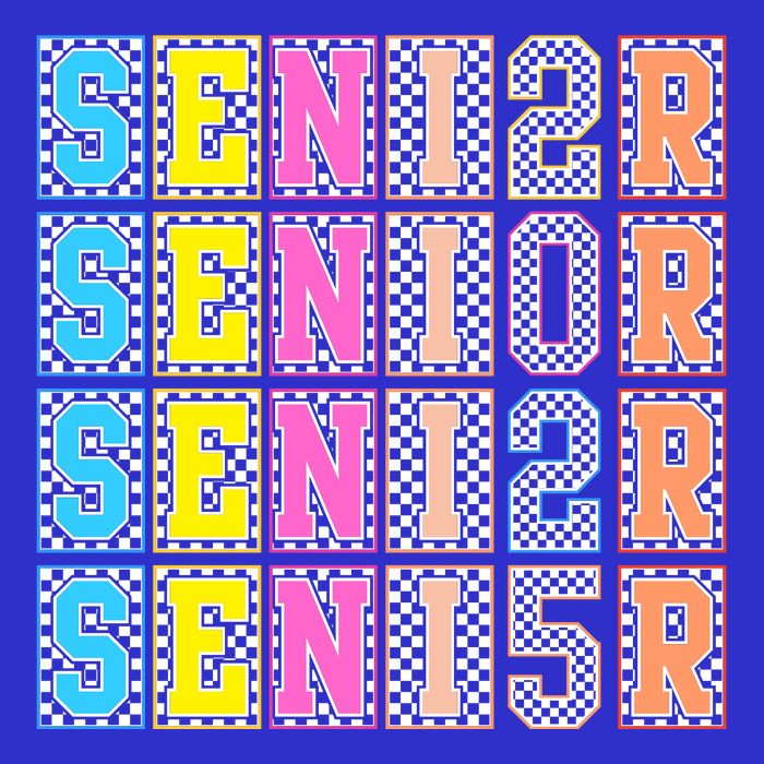 Senior 2025 Retro Checkered Kids T-Shirt