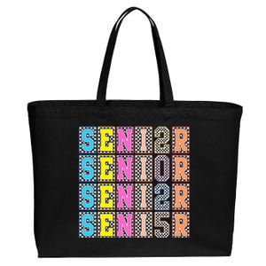 Senior 2025 Retro Checkered Cotton Canvas Jumbo Tote