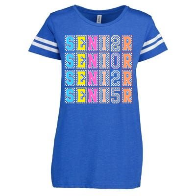 Senior 2025 Retro Checkered Enza Ladies Jersey Football T-Shirt