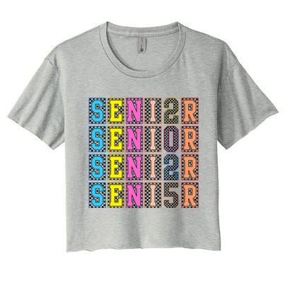 Senior 2025 Retro Checkered Women's Crop Top Tee