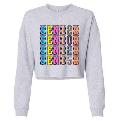 Senior 2025 Retro Checkered Cropped Pullover Crew