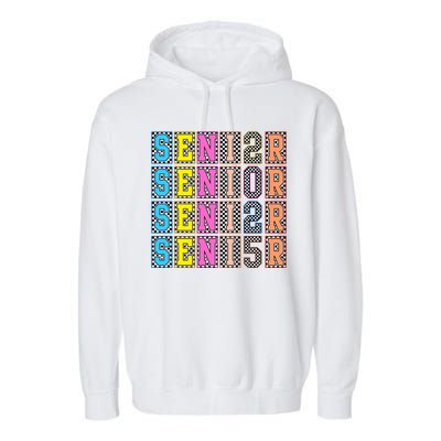 Senior 2025 Retro Checkered Garment-Dyed Fleece Hoodie