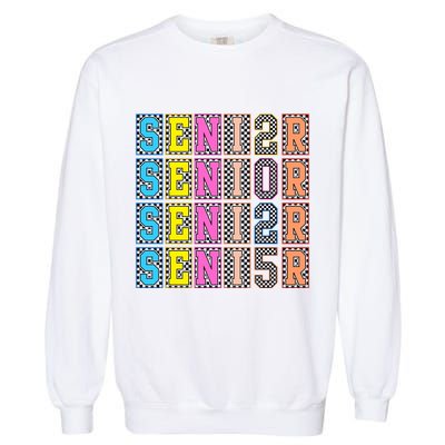 Senior 2025 Retro Checkered Garment-Dyed Sweatshirt