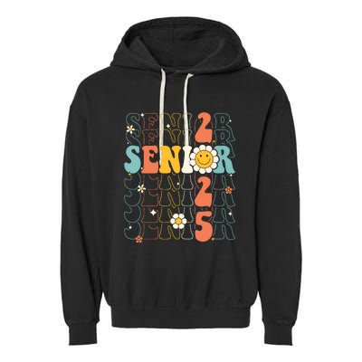 Senior 2025 Retro Groovy Class Of 2025 Graduation Senior 25 Garment-Dyed Fleece Hoodie