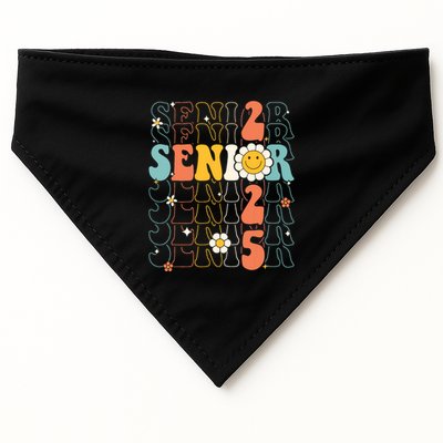 Senior 2025 Retro Groovy Class Of 2025 Graduation Senior 25 USA-Made Doggie Bandana