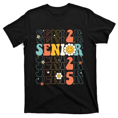 Senior 2025 Retro Groovy Class Of 2025 Graduation Senior 25 T-Shirt