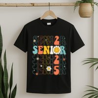 Senior 2025 Retro Groovy Class Of 2025 Graduation Senior 25 T-Shirt