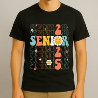 Senior 2025 Retro Groovy Class Of 2025 Graduation Senior 25 T-Shirt