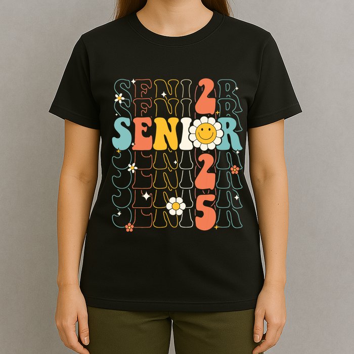 Senior 2025 Retro Groovy Class Of 2025 Graduation Senior 25 T-Shirt
