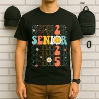 Senior 2025 Retro Groovy Class Of 2025 Graduation Senior 25 T-Shirt