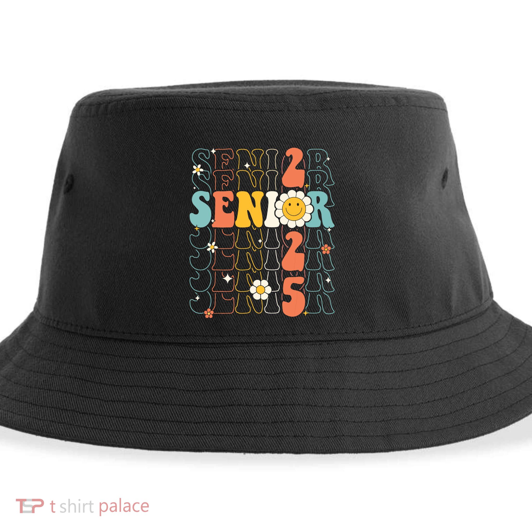 Senior 2025 Retro Groovy Class Of 2025 Graduation Senior 25 Sustainable Bucket Hat