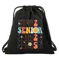 Senior 2025 Retro Groovy Class Of 2025 Graduation Senior 25 Drawstring Bag