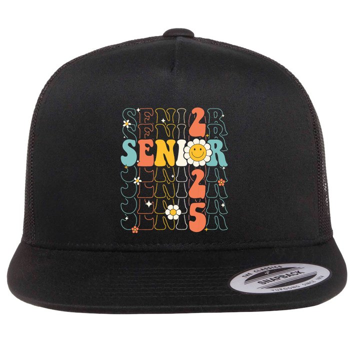 Senior 2025 Retro Groovy Class Of 2025 Graduation Senior 25 Flatbill Hat