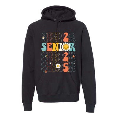 Senior 2025 Retro Groovy Class Of 2025 Graduation Senior 25 Premium Hoodie