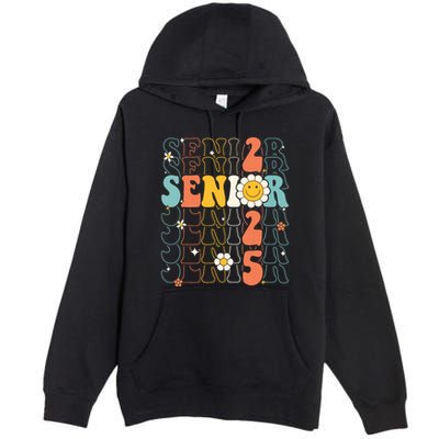 Senior 2025 Retro Groovy Class Of 2025 Graduation Senior 25 Premium Pullover Hoodie