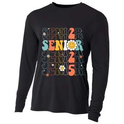 Senior 2025 Retro Groovy Class Of 2025 Graduation Senior 25 Cooling Performance Long Sleeve Crew