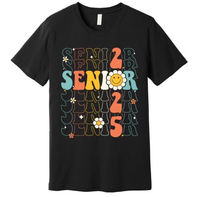 Senior 2025 Retro Groovy Class Of 2025 Graduation Senior 25 Premium T-Shirt