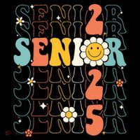Senior 2025 Retro Groovy Class Of 2025 Graduation Senior 25 Sustainable Knit Beanie