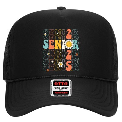 Senior 2025 Retro Groovy Class Of 2025 Graduation Senior 25 Trucker Hat