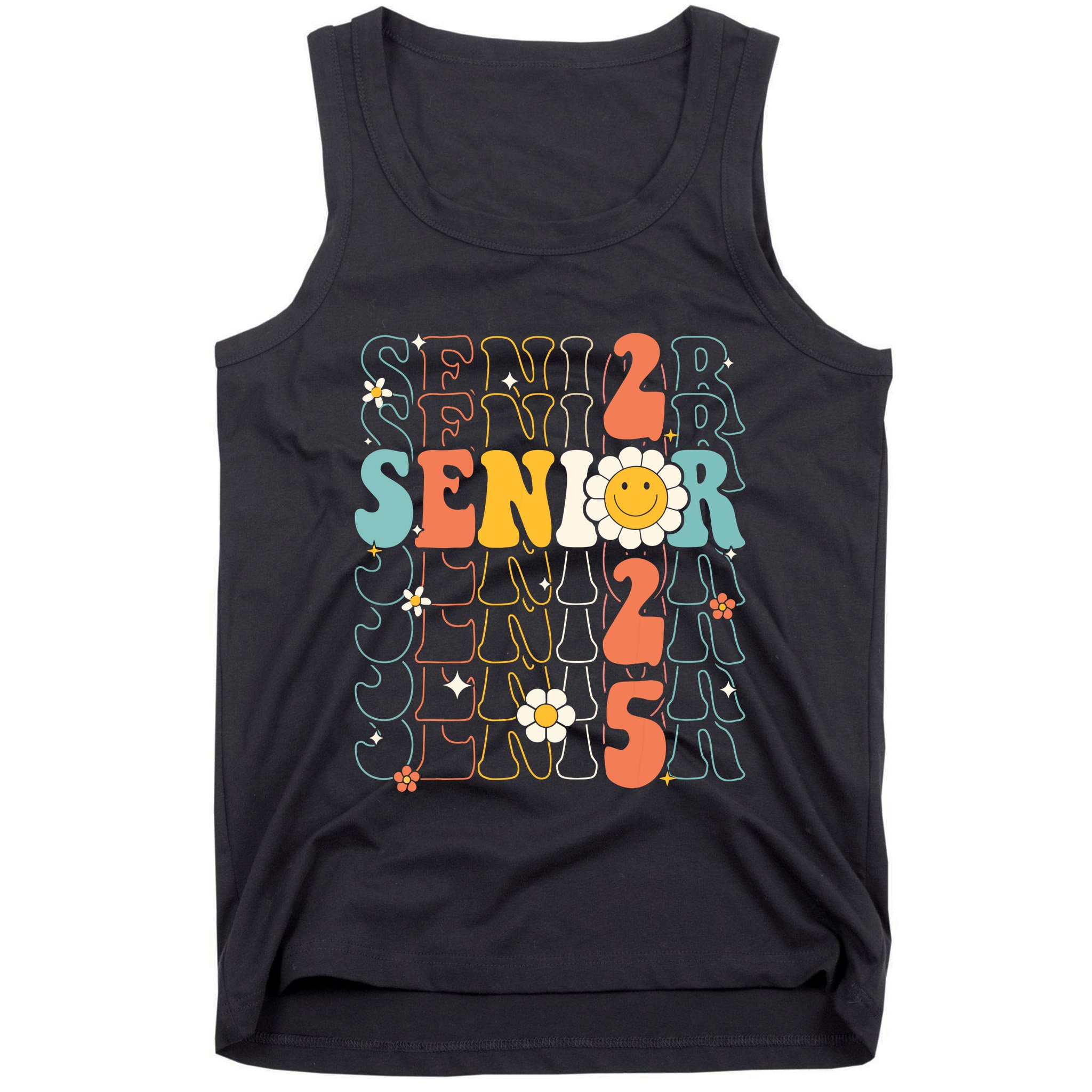 Senior 2025 Retro Groovy Class Of 2025 Graduation Senior 25 Tank Top