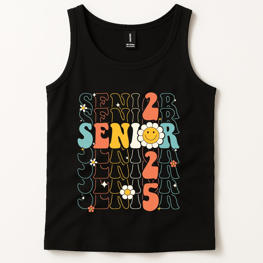 Senior 2025 Retro Groovy Class Of 2025 Graduation Senior 25 Tank Top