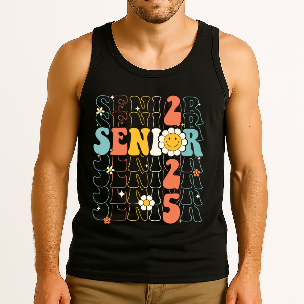 Senior 2025 Retro Groovy Class Of 2025 Graduation Senior 25 Tank Top