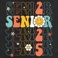 Senior 2025 Retro Groovy Class Of 2025 Graduation Senior 25 Golf Towel