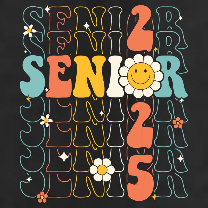 Senior 2025 Retro Groovy Class Of 2025 Graduation Senior 25 Golf Towel