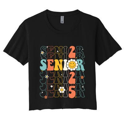 Senior 2025 Retro Groovy Class Of 2025 Graduation Senior 25 Crop Top